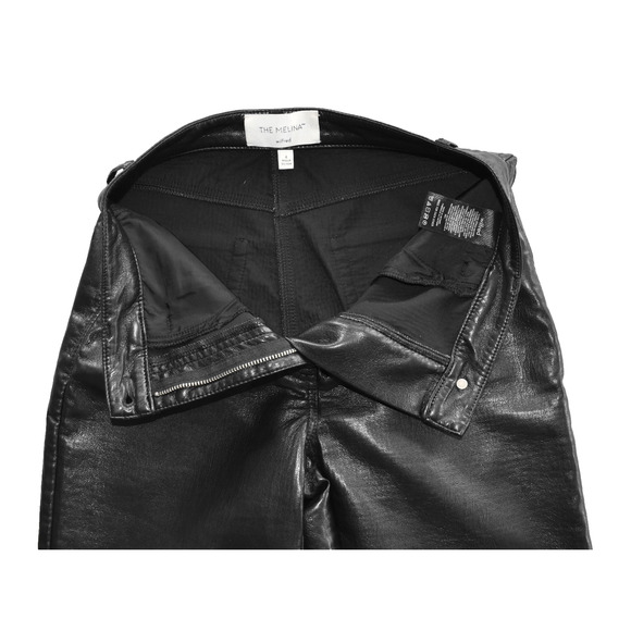 A6 NEW THE MELINA WILFRED Black Vegan Faux Leather Straight Leg Jeans Size 4 - Picture 4 of 6